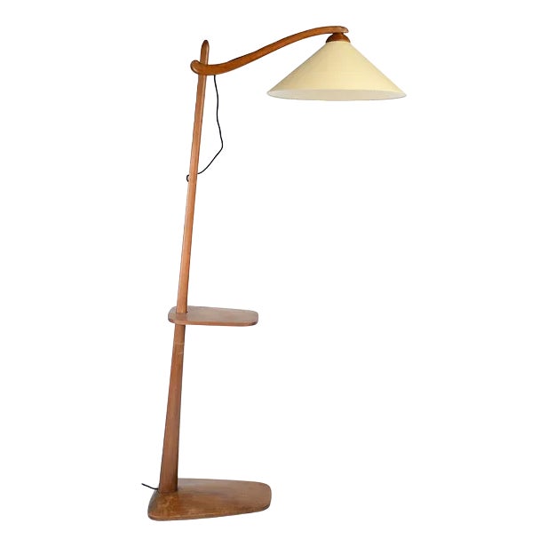 Mid-Century Wooden Floor Lamp from Krasna Jizba, Czechoslovakia, 1950s For Sale