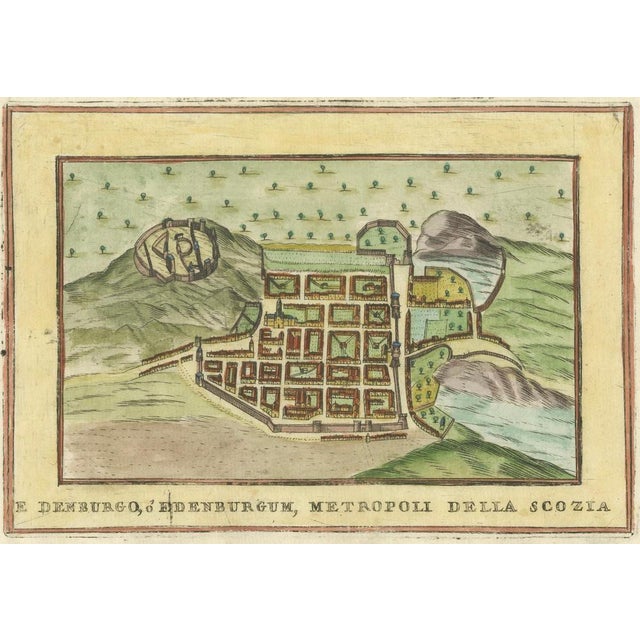 Gold Edinburgh City Plan, Italy, 1700s For Sale - Image 8 of 10