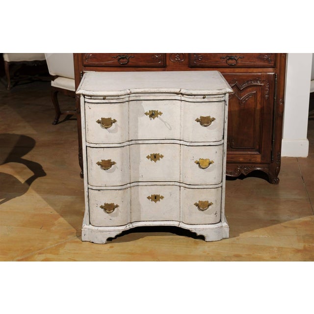 Danish Mid 18th Century Three-Drawer Painted Wood Commode with Serpentine Front For Sale - Image 9 of 11