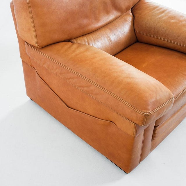 Camel-Colored Leather Armchair from Roche Bobois, France, 1980s For Sale - Image 11 of 18