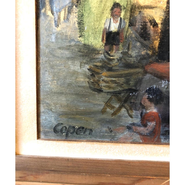 Judaica Market Scene, Shuk, European Hasidic Rabbi Oil Painting, c.1930s For Sale In Miami - Image 6 of 10