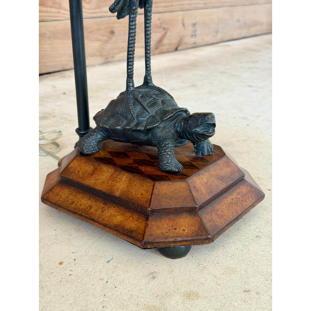 Late 20th Century Theodore Alexander Meiji Style Crane & Turtle Table Lamp For Sale - Image 9 of 12