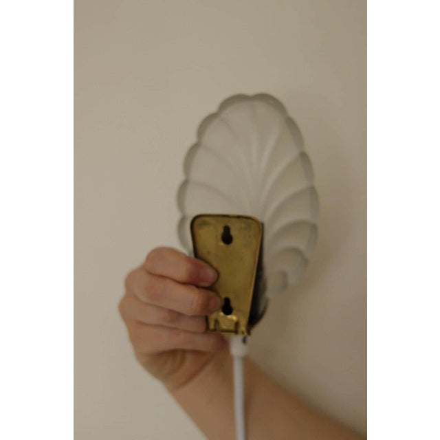 Art Deco Brass & Glass Shell Wall Lamps Denmark, 1930s Rewired, Working, E14, Set of 2 For Sale - Image 6 of 18