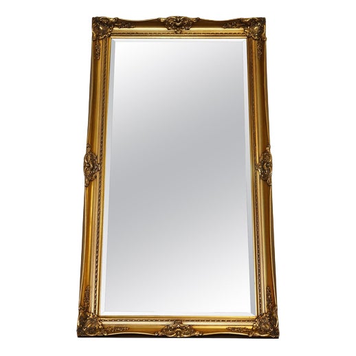 Large French Style Golden Ornate Wall Regal Mirror For Sale