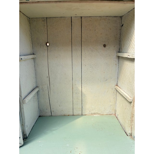 Shabby Chic 1950s Rustic Hanging Painted Wooden Cabinet For Sale - Image 3 of 8