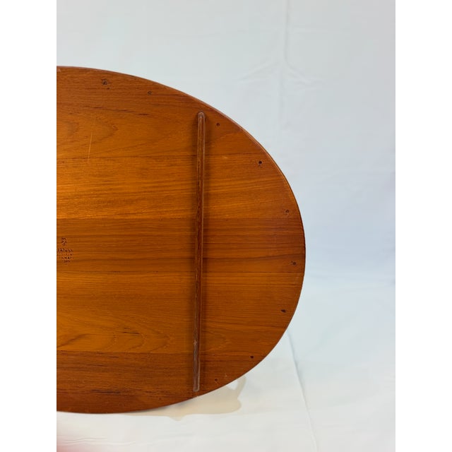 Wood Vintage Dansk Danish Modern Large Oval Teak Serving Tray With Integrated Handles For Sale - Image 7 of 11