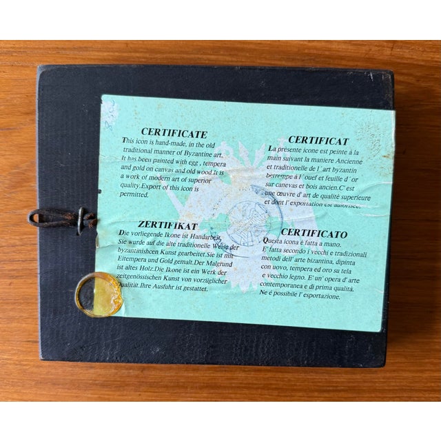 Traditional Byzantine Hand Painted Orthodox Icon on Wood For Sale - Image 9 of 9