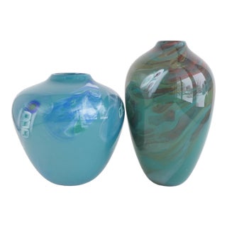 Steve Palmer Studio Art Glass Vases - a Pair For Sale