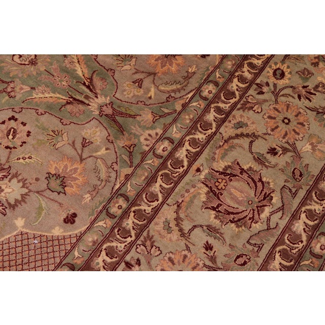 1990s Shabby Chic Art Nouveau 1990's Pak-Persian Green/Green Wool Rug - 9'1'' X 12'4'' For Sale - Image 5 of 9