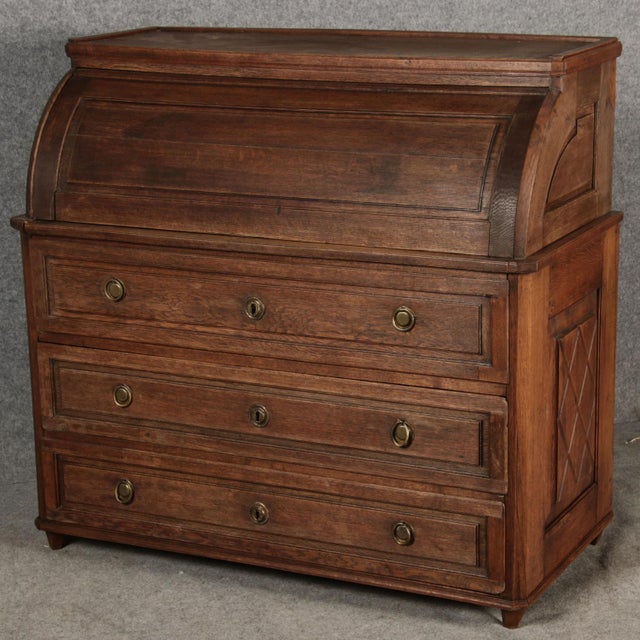Antique Biedermeier Secretary in Oak, 1800 For Sale - Image 11 of 18