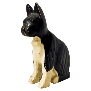 Hand-Carved Black & White Cat For Sale