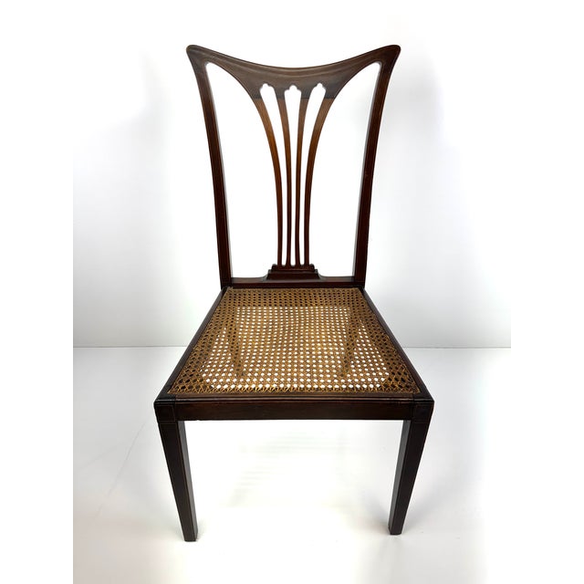 Wood Antique Federal Style Mahogany Chair With Cane Seat and Shield Back Detail For Sale - Image 7 of 12
