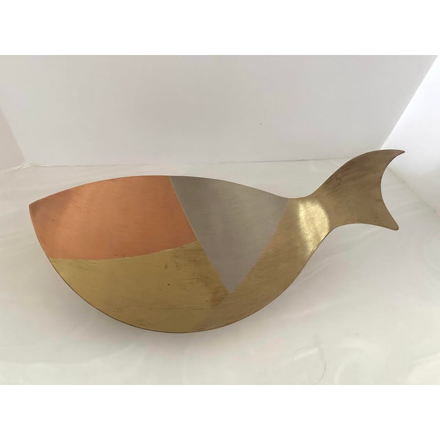 Copper 1960’s Metals Casado Mixed Metals Fish Bowl 16” For Sale - Image 8 of 8