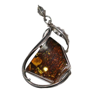 Ancient Huge Baltic Amber in Artisan Sterling Organic Setting Pendant For Sale
