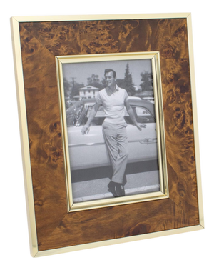 Mid Century Montagnani Italy Metal and Walnut Wood Picture Frame