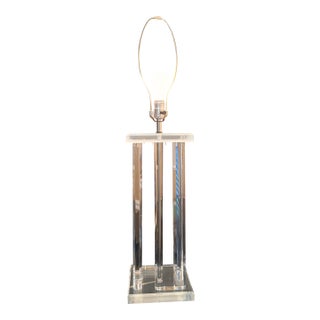 Vintage Mid-Century Modern Monumental "Four-Column" Lucite Table Lamp For Sale