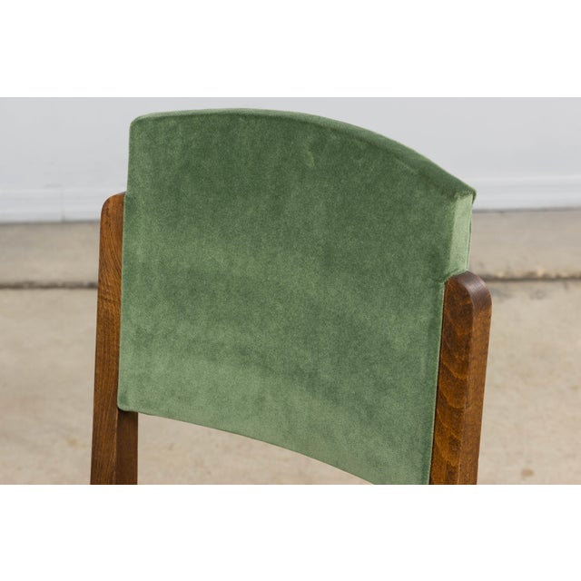 1930s French Art Deco Oak Dining Chairs in Green Velvet - Set of 6 For Sale In New York - Image 6 of 18
