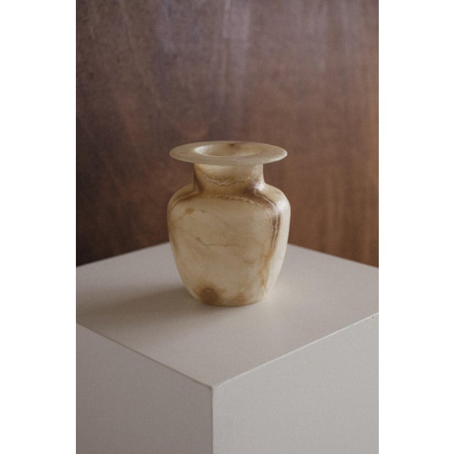 Hand-Carved Egyptian Alabaster Vase For Sale - Image 6 of 13