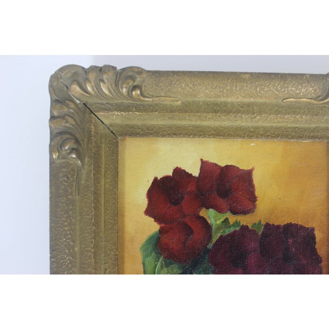 Vintage Floral Still Life Oil Painting in Gilt Wood Frame For Sale - Image 6 of 13