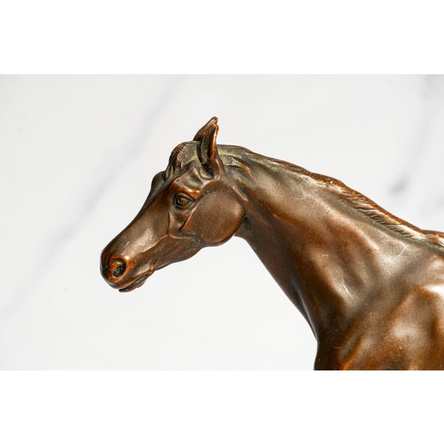 American Lovely Antique Cast Metal Jennings Brothers Horse Statue Sculpture Equestrian For Sale - Image 3 of 11