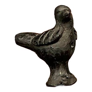 Vintage Hand-Carved Ceramic Bird Water Whistle Black Pottery Folk Art Musical Toy or Decor For Sale