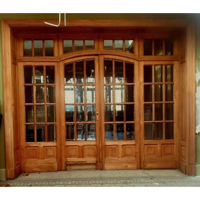 4-Leaf Partition Door with Transom in Wood and Beveled Glass, Set of 8 For Sale - Image 9 of 9