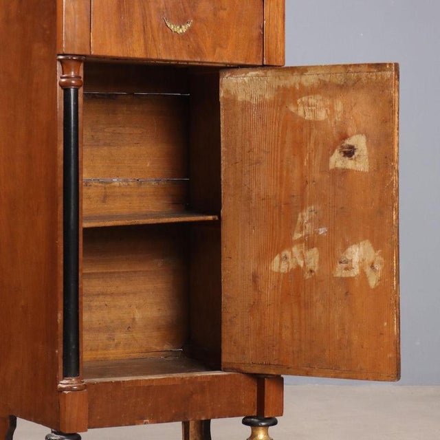 Antique Mahogany Bedside Table with Marble Top, Italy, 19th Century For Sale - Image 4 of 11