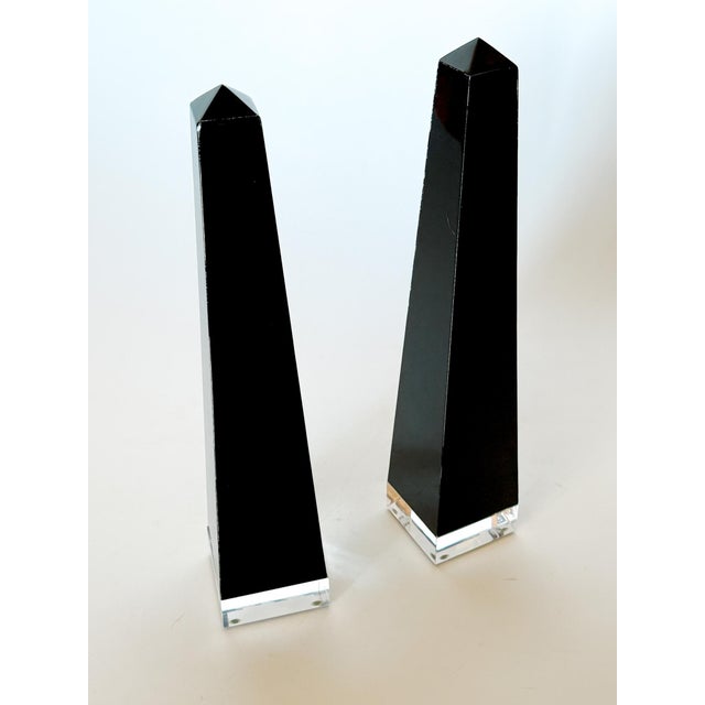 Mid 20th Century Mid Century Modern Black Lucite Obelisks, a Pair For Sale - Image 5 of 11