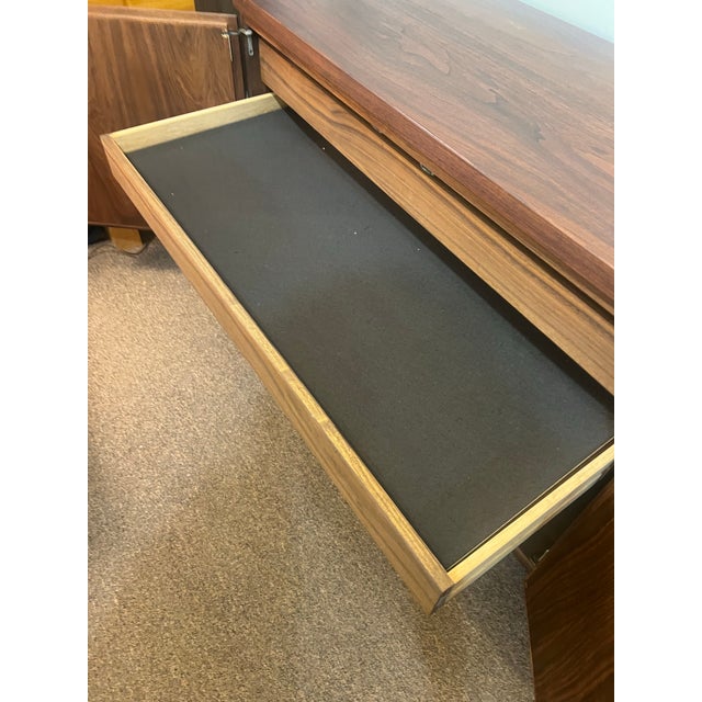Mid Century Jack Cartwright for Founders Walnut and Black Leather Credenza For Sale - Image 6 of 10