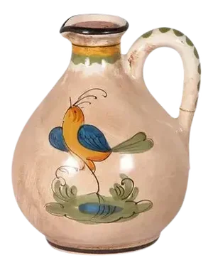 1990s Hand-Painted Ceramic Bird Pitcher