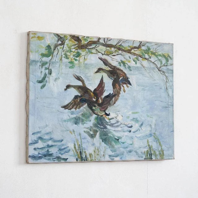 Ducks, Oil on Canvas, 1940s For Sale - Image 7 of 11