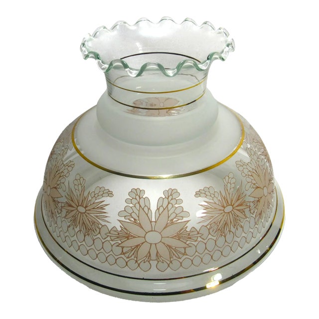 Vintage Hurrican Lamp Glass Shade Floral For Sale