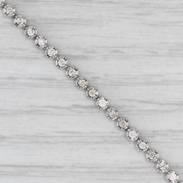 0.80ctw Diamond Tennis Bracelet 10k White Gold 6.75" 3mm For Sale - Image 4 of 8