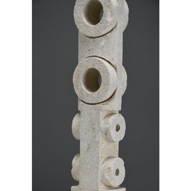 Alberto Cabiddu, Postmodern Totemic Sculpture, 1997, Pietra di Vicenza For Sale - Image 4 of 14