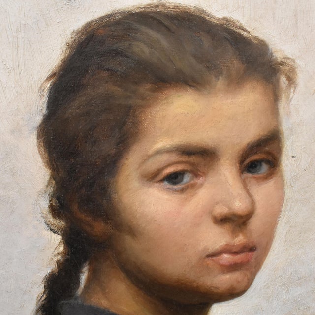 Late 19th Century Félix Alfred Bonnet, Portrait Young Woman with a Braid, 1897, Oil on Canvas For Sale - Image 5 of 10