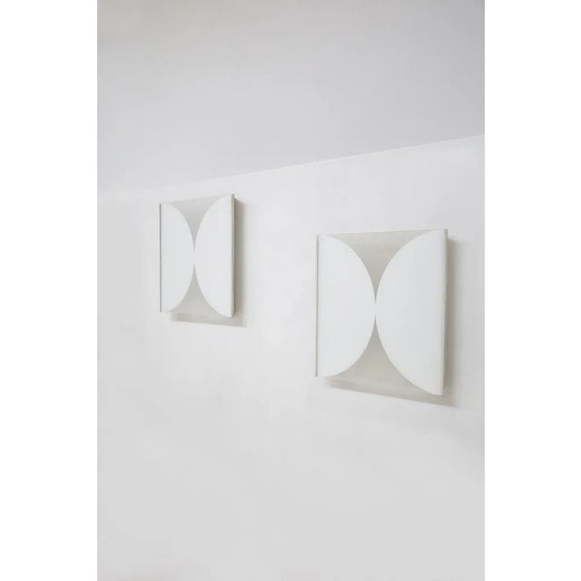 White Painted Aluminum and Glass Wall Lights For Sale - Image 8 of 9