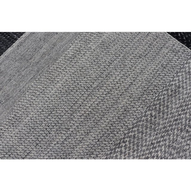 Modern Hand Knotted Abstract Indian Rug in Charcoal & Ivory in Wool 10 X 13'10 For Sale - Image 11 of 12