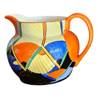 Art Deco Hand-Painted Geometric Jug from Crown Devon, 1930s For Sale