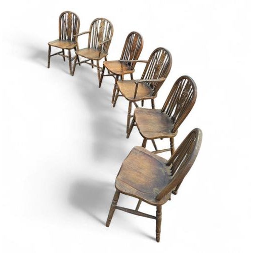 Windsor Wheelback Dining Table and Chairs from Oirschotse Meubelindustrie, 1950s, Set of 7 For Sale - Image 17 of 18