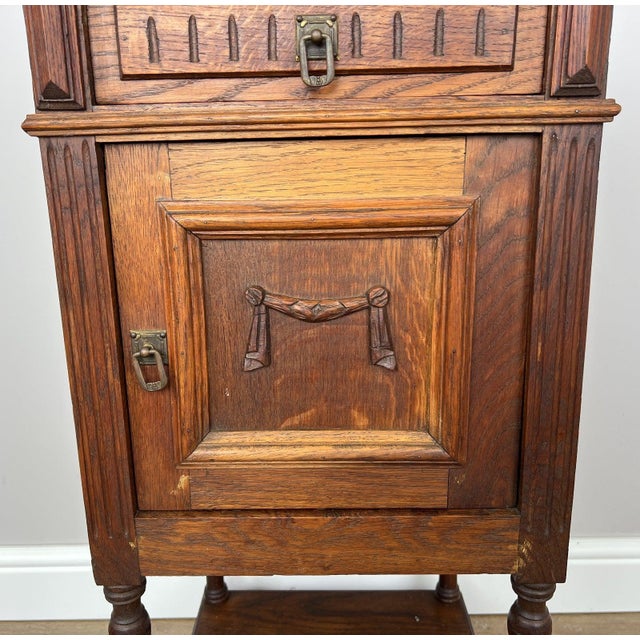 French Bedside Table in Oak with Marble Top For Sale - Image 6 of 17