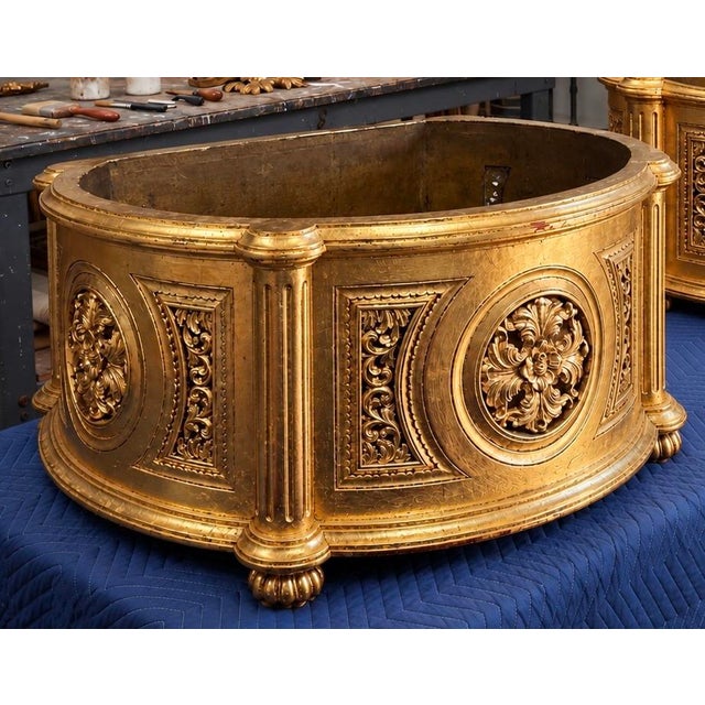 Large Scale French Neoclassical Style Giltwood Planters Att. Christopher Guy For Sale - Image 9 of 11