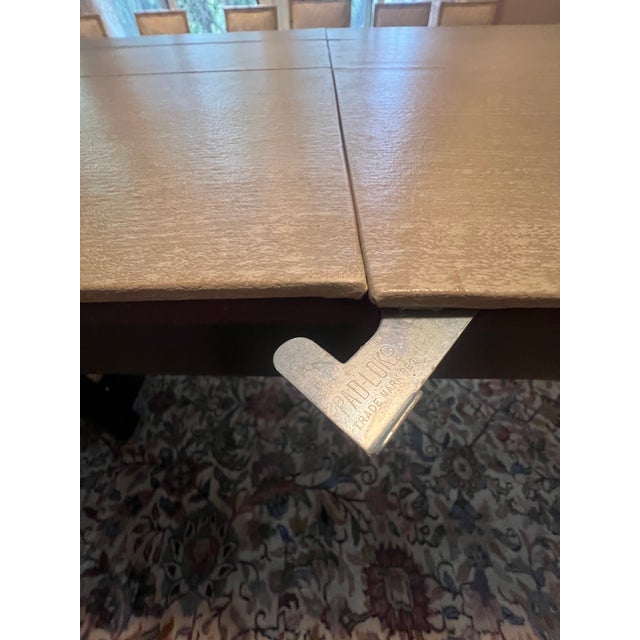 Lacquer Extension Dining Table With Asian-Inspired Fretwork Base and Two Leaves. For Sale - Image 10 of 12
