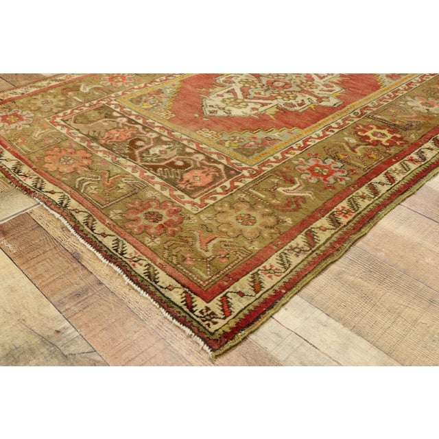Textile Vintage Mid-Century Turkish Oushak Accent Rug - 3′6″ × 5′ For Sale - Image 7 of 9