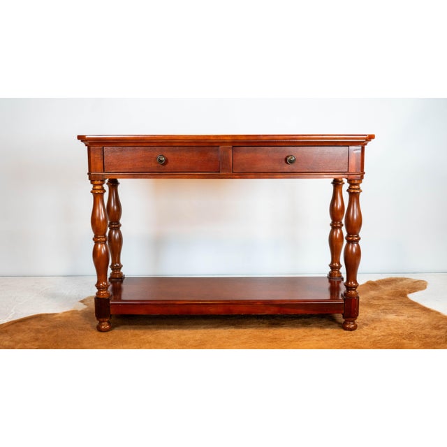 Wood 1990s Ralph Lauren Mahagony Twin Drawer Console Table For Sale - Image 7 of 18