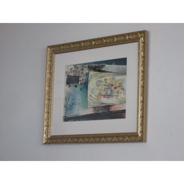 1950s D. S. Lefkowitz Mid-Century Abstract Bridge Original Watercolor For Sale - Image 5 of 6