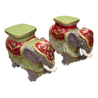 Vintage Elephant Garden Stools - A Pair For Sale
