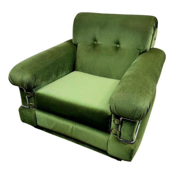 Vintage Lounge Chair in Velvet For Sale