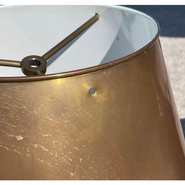 Visual Comforts Patinated Bronze Neo Classical Empire Brass Shade Table Lamps For Sale - Image 10 of 10
