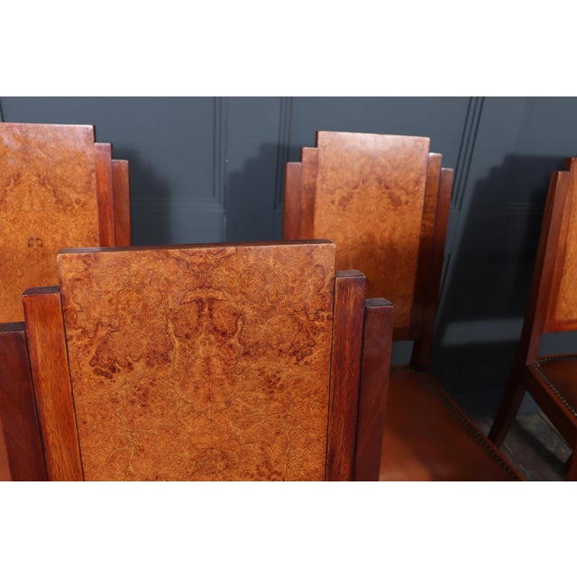 Art Deco French Dining Chairs in Amboyna, 1930, Set of 6 For Sale - Image 6 of 16