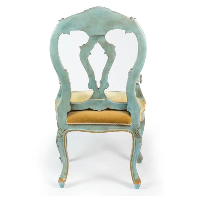 19th C Style Venetian Painted Italian Arm Chair For Sale - Image 4 of 5